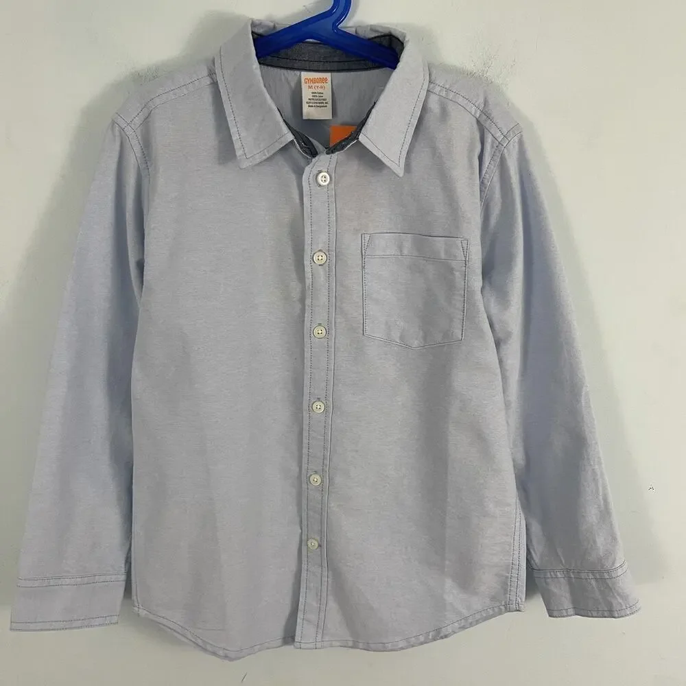 NWT Gymboree‎ Boys M 7-8 Long Sleeve Button Down Oxford Shirt Light Bue